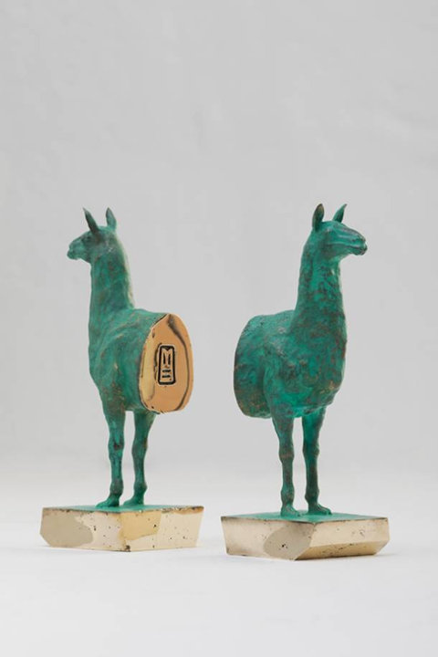 LLAMAS CASTED BRONZE BOOKENDS