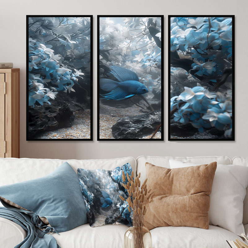 Ensemble de salon Sartell - Aquariums, H 28 po x l 36 po, Cadre flottant noir