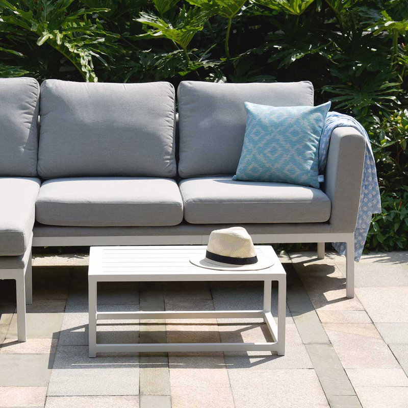 Boisdale Outdoor Fabric Chaise Sofa Set, Light Grey, White