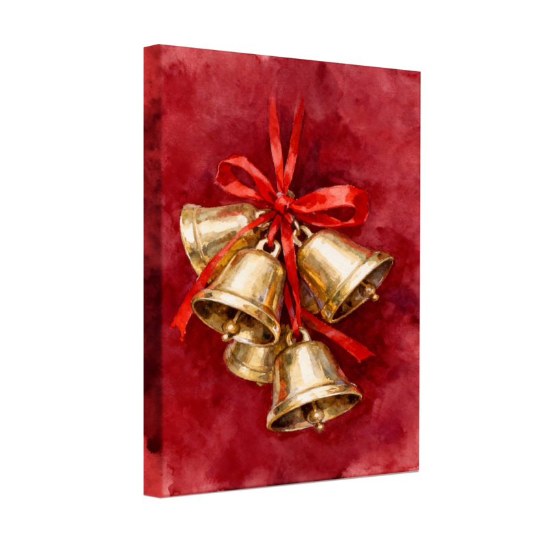 Cloches rouges de Noël sur fond rouge, H 24 po x l 16 po