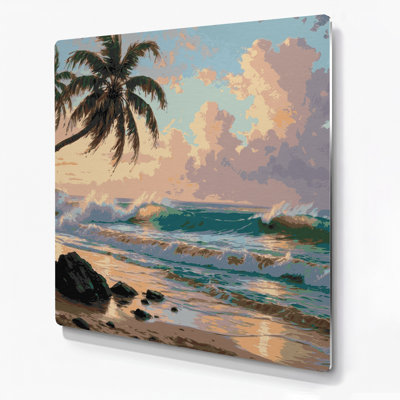 Hawaiian Beach Scenes Beige Metal Wall Art