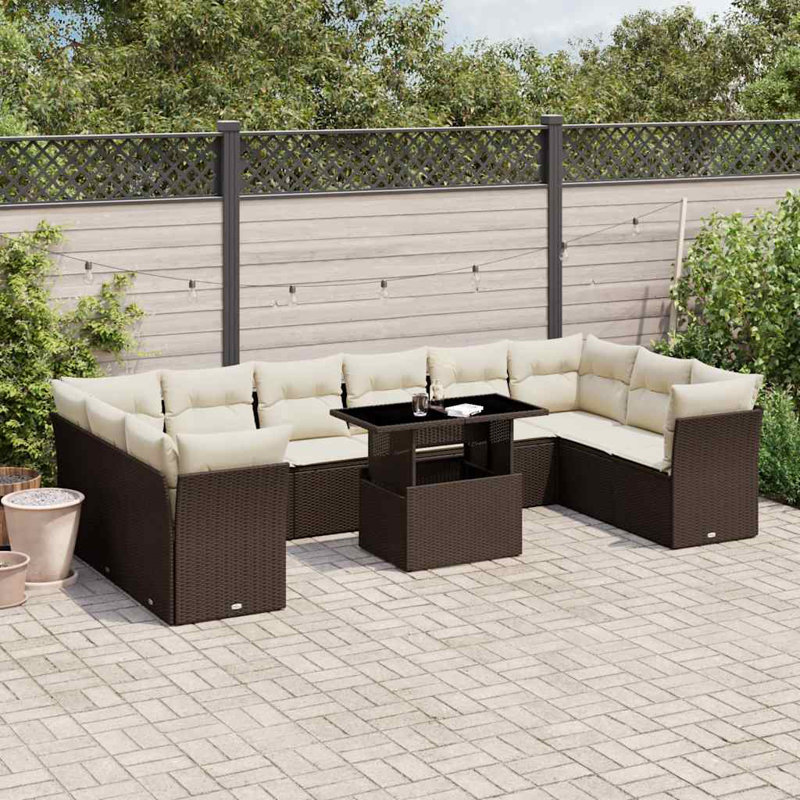 Ensemble de canapé de jardin Vidaxl brun, blanc crème
