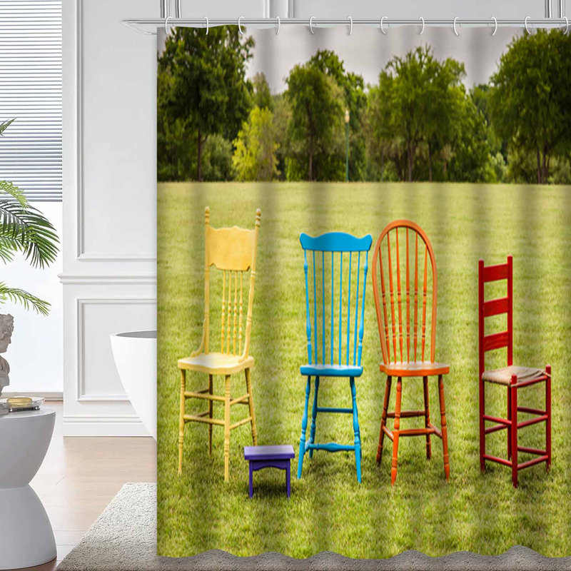 Chaise colorée en plein air avec abat-jour abstrait, L 72 po x l 78 po