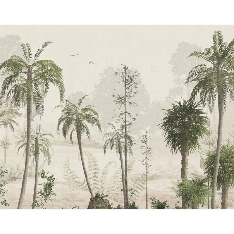 Palmier sur fond clair, scène tropicale, L 132 po x l 168 po