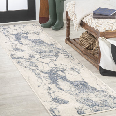 Cooper-John Abstract Marbled Modern Blue/Cream Rug