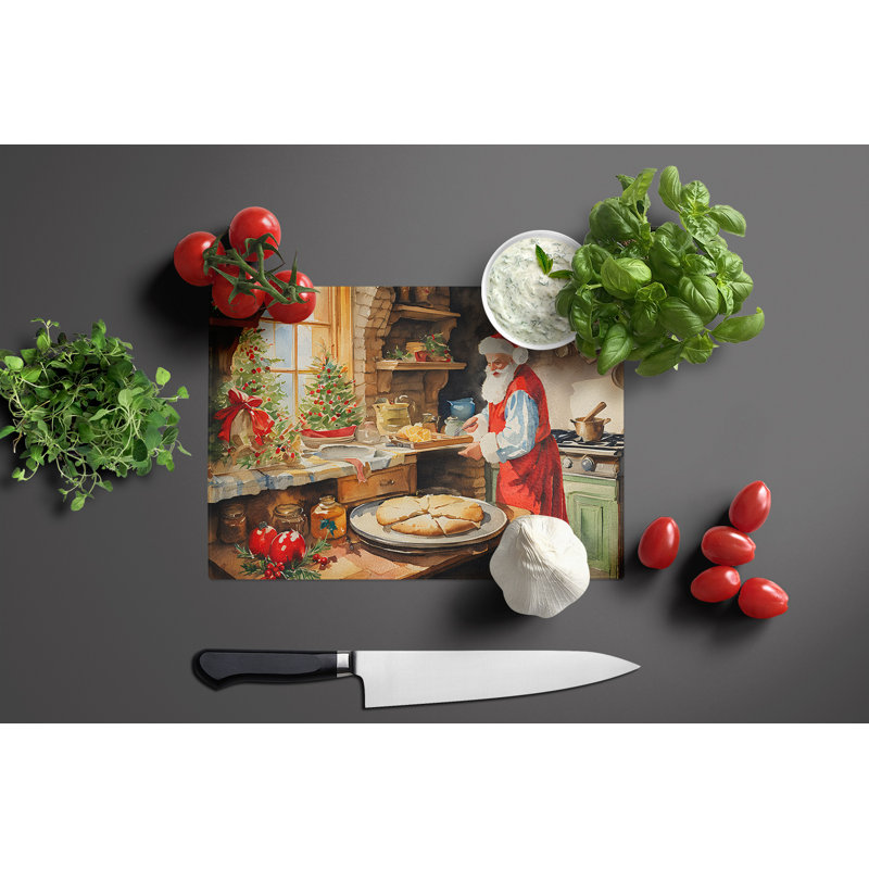Cookies with Santa Claus Glass Cutting Board Large