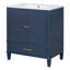 Meuble-lavabo de style rétro 30 po avec lavabo, rangement multifonctionnel, porte à fermeture douce et tablette réglable en bleu-229297598