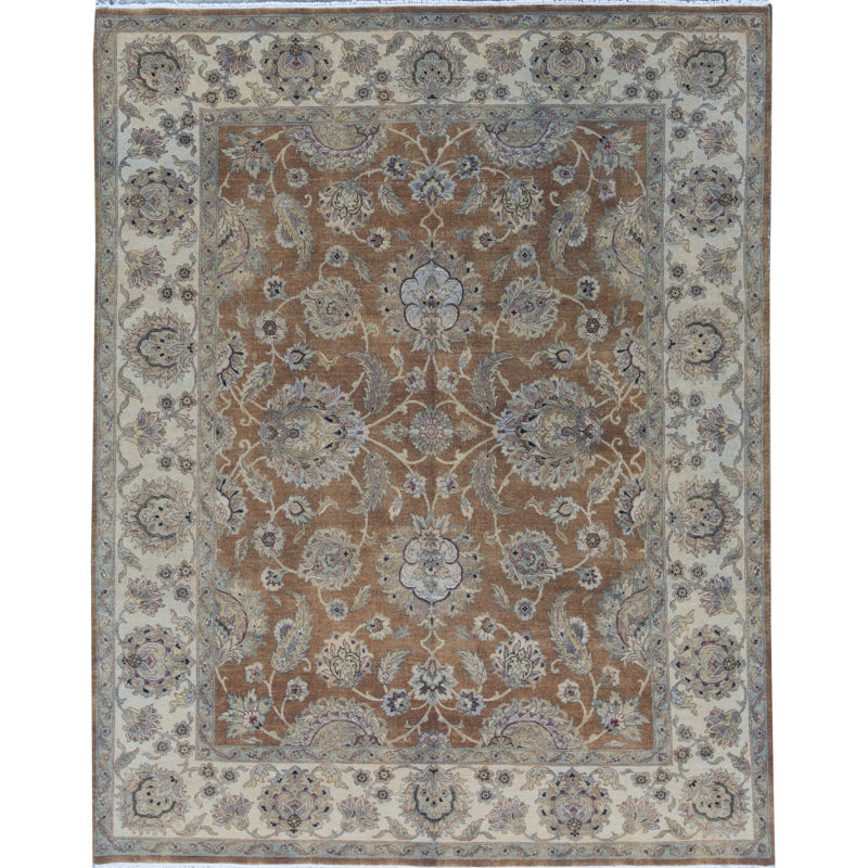 Tapis rouille et ivoire de haute qualité noué à la main