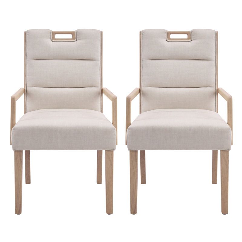 Chaises de salle à manger rembourrées avec accoudoirs, Naturel