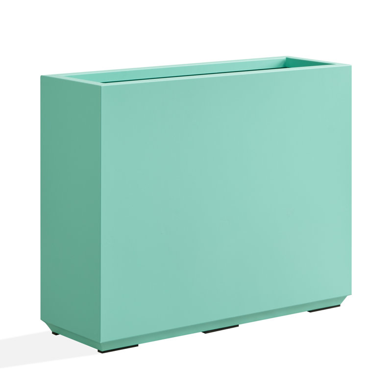 Metal Planter Box Black, Aqua Blue, 24.02" H x 30" W x 9.84" D