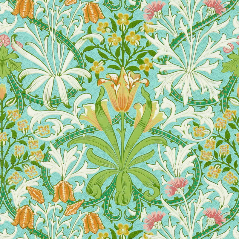 Woodland Weeds Wallpaper, Orange/Turquoise