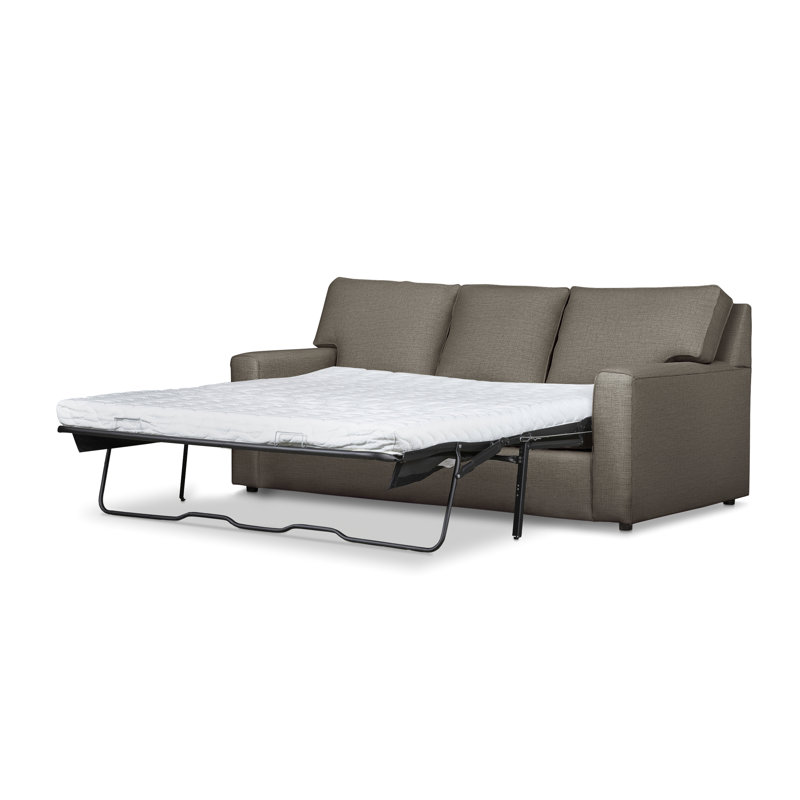 Yosef 82.5" Upholstered Sleeper Sofa, Drusky Charcoal Sustain® Basketweave