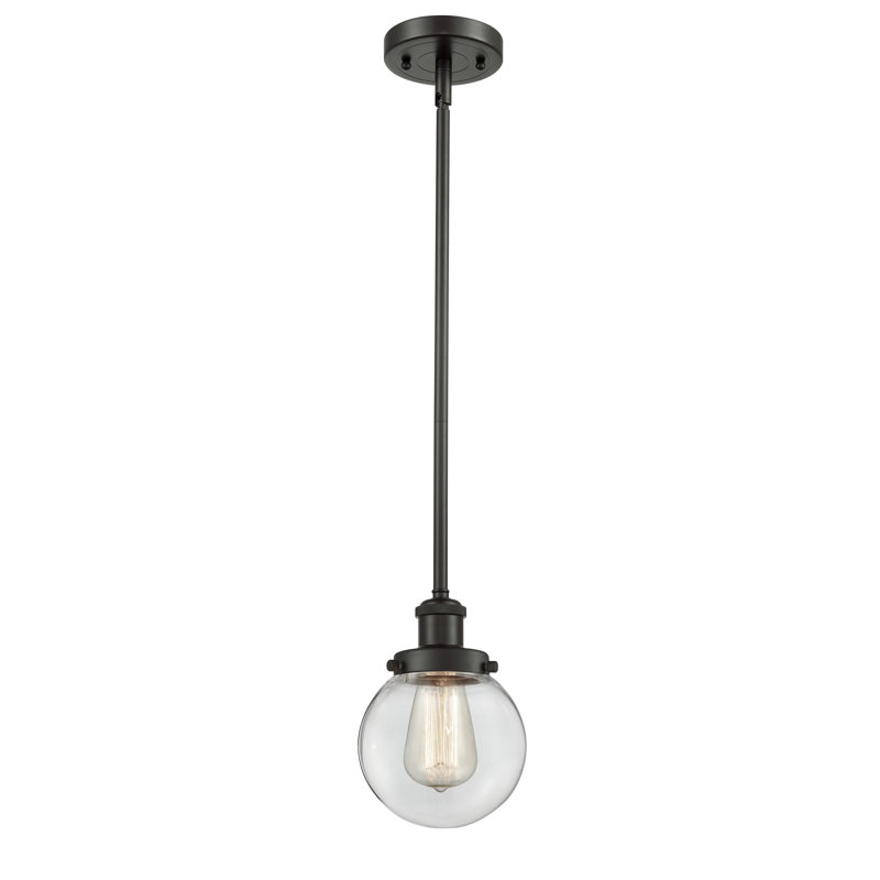 Luminaire suspendu sphère 1 lumière Chippewa, Ampoule non incluse, Transparent, Bronze huilé