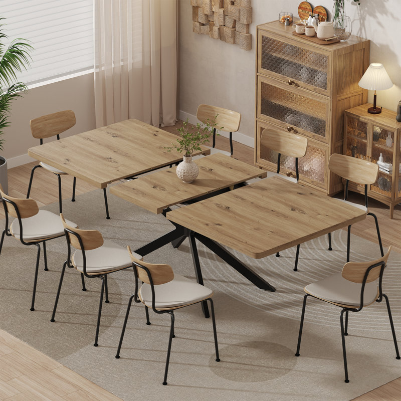 55.11-70.8 Inch Extendable( With Rotating Extension Leaves) Rectangle Dining Table For 6-8 People