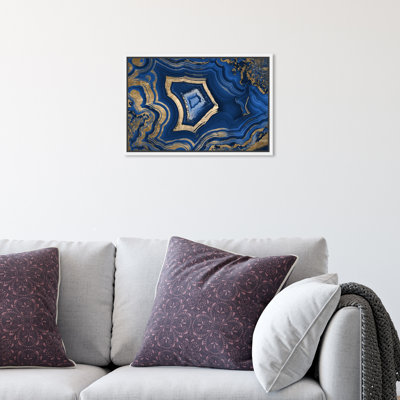 «Blue Geode Abstract Marble Waves Modern Gold» par Oliver Gal