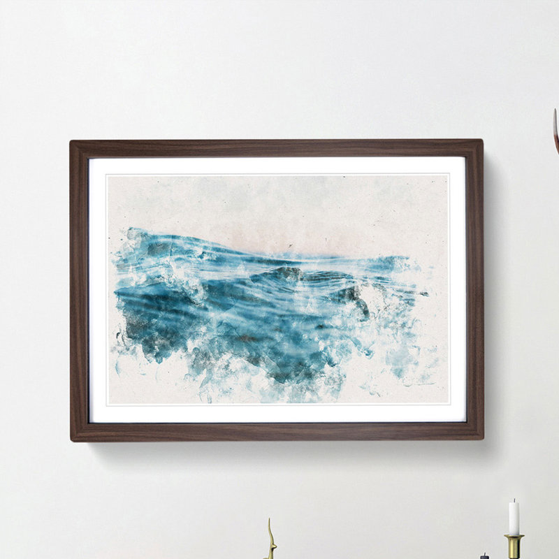 Rising Ocean - Picture Frame Painting Print, Walnut Framed, 45cm H x 63cm W x 2cm D