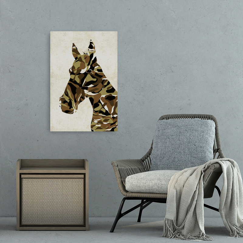 Art mural cheval cramoisi abstrait abstrait contemporain, H 36 po x l 24 po, Beige/Brown/Red