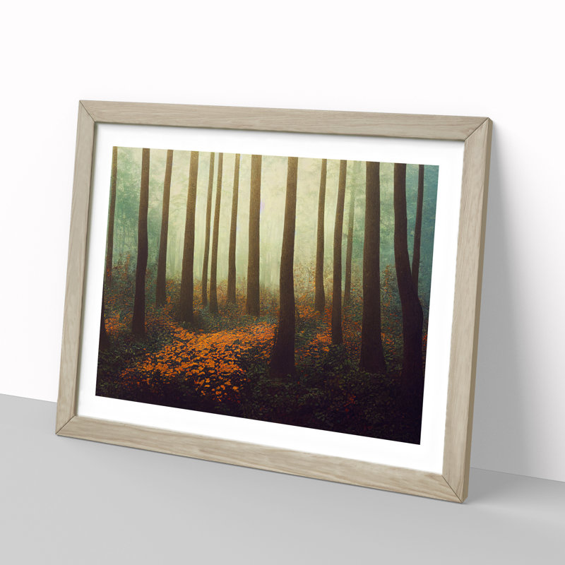 Joyful Forest - Single Picture Frame Print, 46cm H x 64cm W x 2cm D, Oak