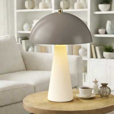 Lampe de table champignon scandinave moderne en céramique 17,8 po Fistes pour la chambre à coucher et le salon