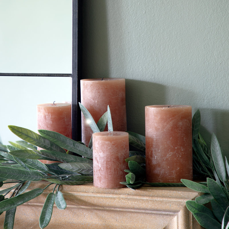 Unscented Pillar Candle, 14cm H x 9cm W x 9cm D, Browny Orange 