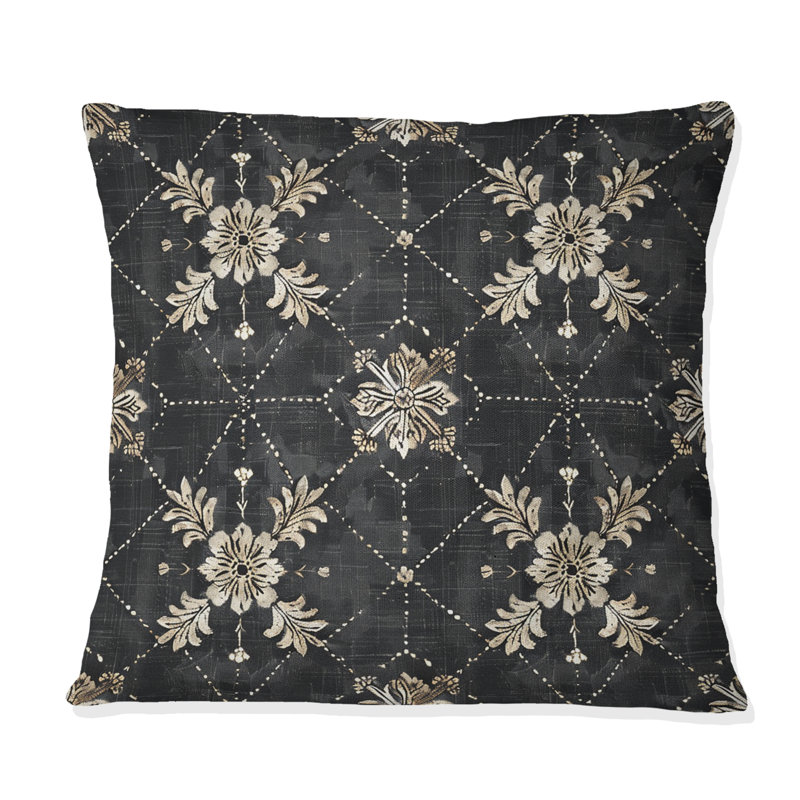 Gris foncé foncé Farmhouse Charm IV - Coussin Country, 16" x 16", Carrée