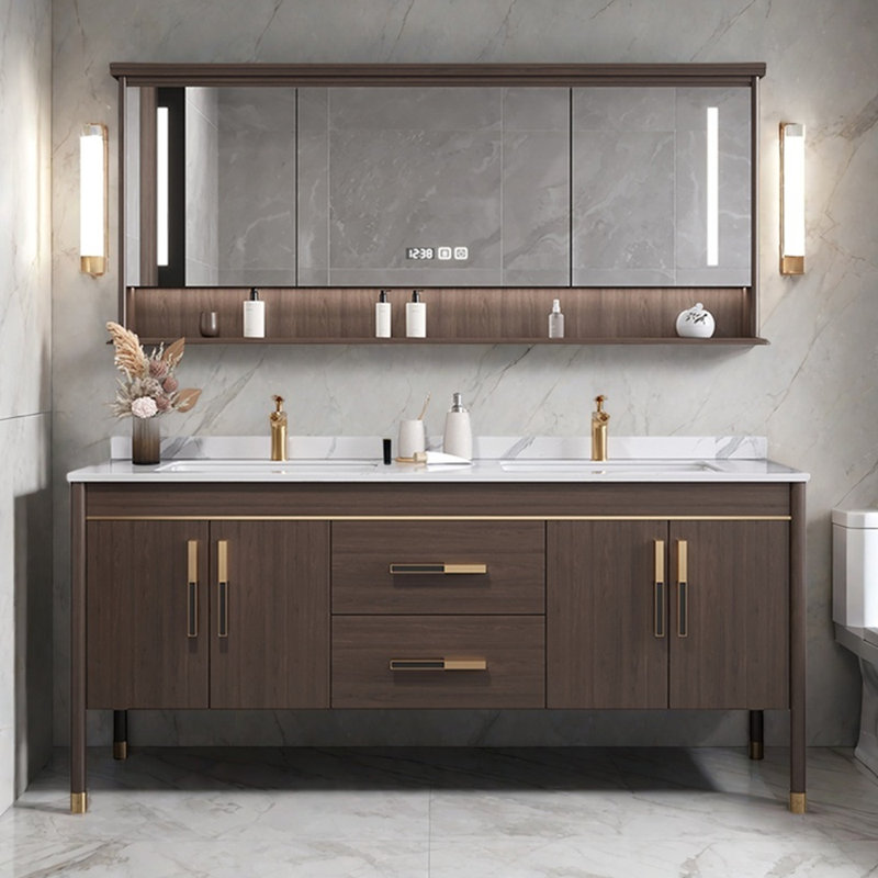 Armoire de salle de bain haut de gamme à lumière chinoise, H 31,5 po x l 70,8 po x P 21,6 po
