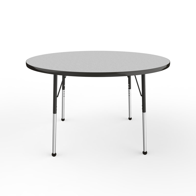 Table ronde à hauteur réglable, 48", Gris / noir, Standard Ball Glide