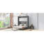 Grand lit escamotable mural avec tablettes, gris