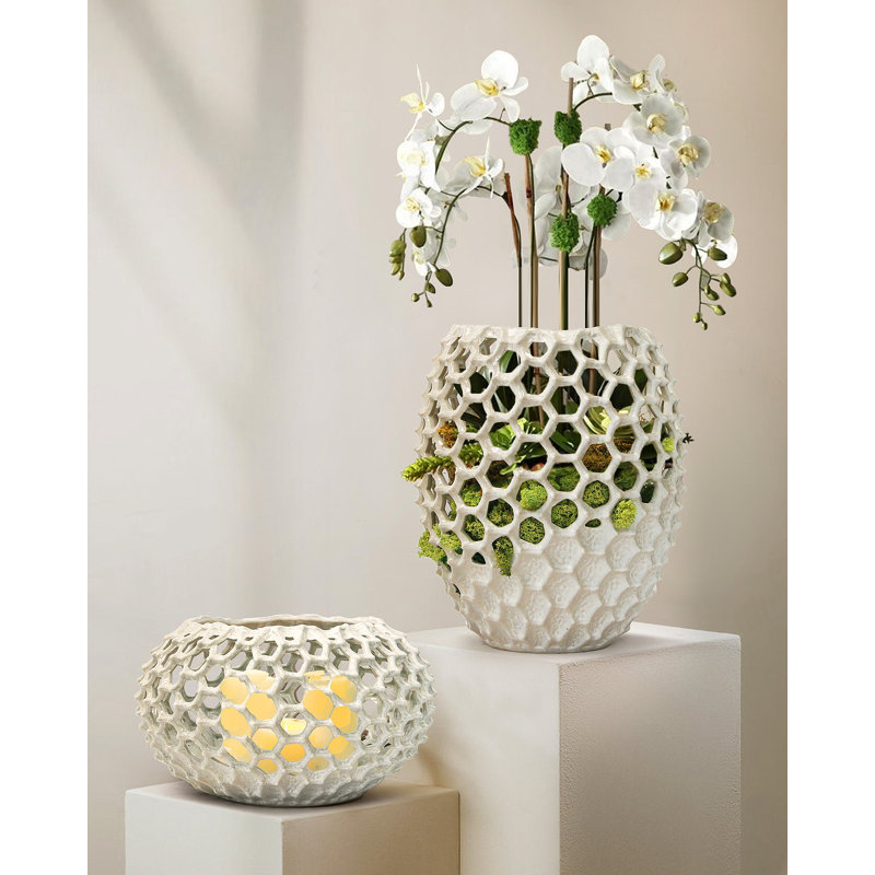 Lunaria Vase, 15.5" H x 13.5" W x 13.5" D