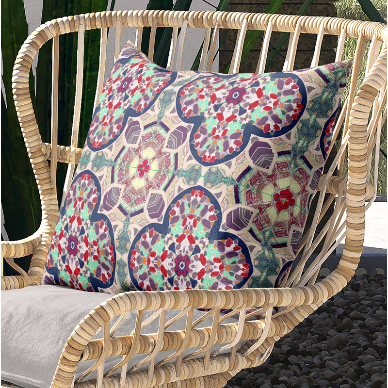 Housse de coussin carré et insert, 16" x 16", Marron / vert