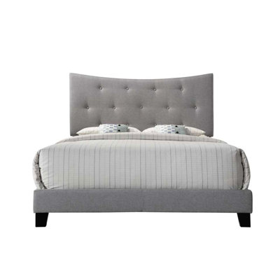 Gray Fabric Bed - With Arch Concave-Shaped Headboard Queen Stylish And Support