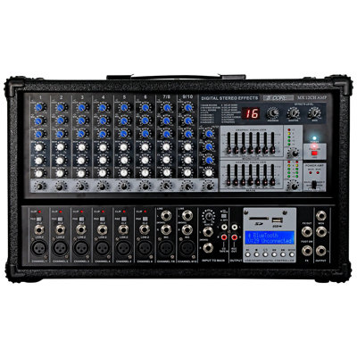 5 Core Audio Mixer Powered 12 Channel 240V Mixer System USB MP3 Bluetooth SD readers Digital LCD Display