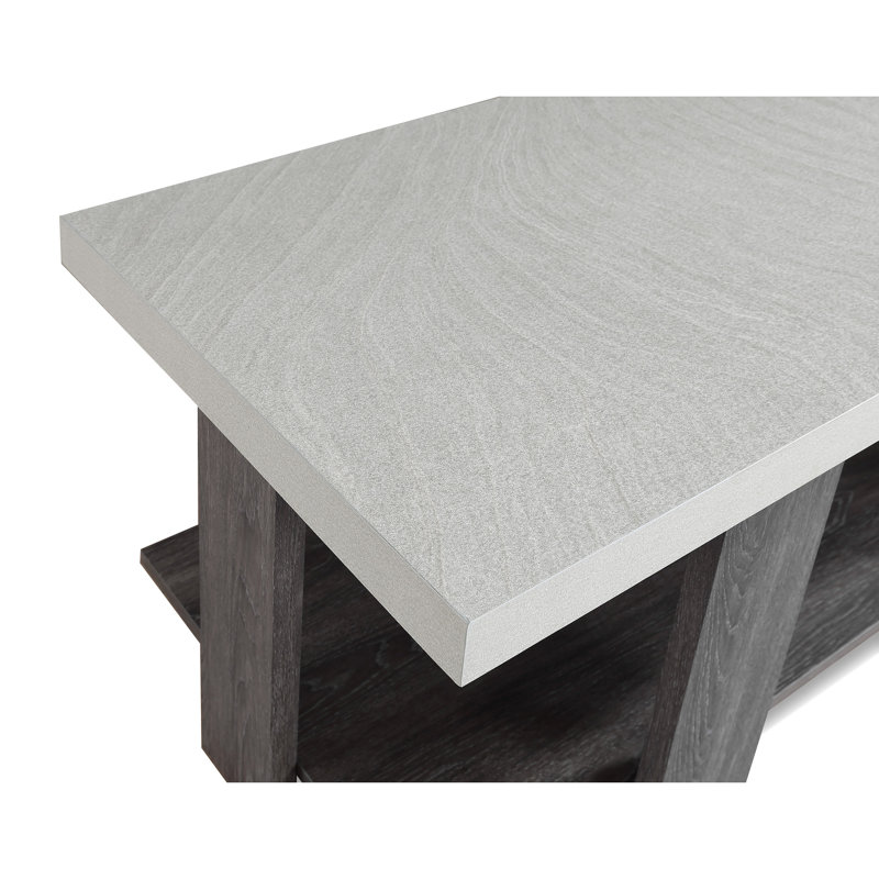 3 tables de cocktail avec plateau en bois gris - tables basses rectangulaires et 2 tables de bout carrées pour la vie moderne, tables de décoration de salon en bois simples à installer, style