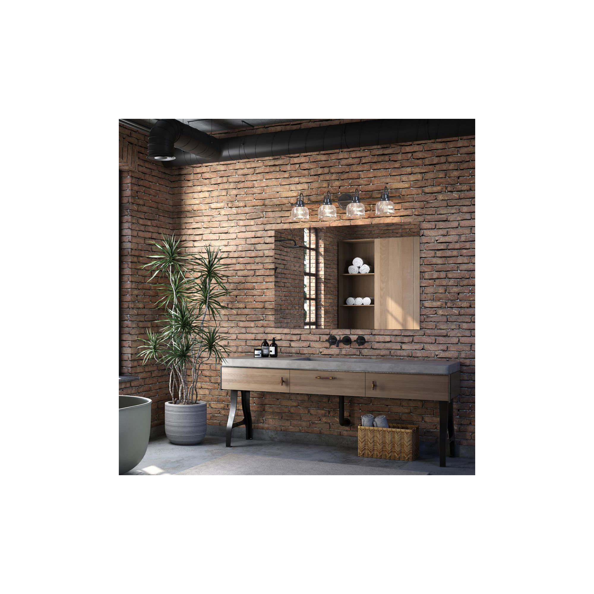 Rosser 4 Light Transparent Dimmable Vanity Light, Venetian Bronze