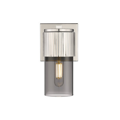 Bolivar - Applique murale 1 lumière 7 po - Finition nickel satiné - Abat-jour en verre fumée