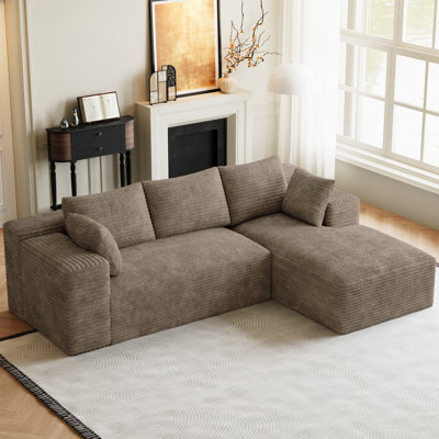 Freely Movable Modular Boneless Sectional Sofa Corduroy Couch For Living Room