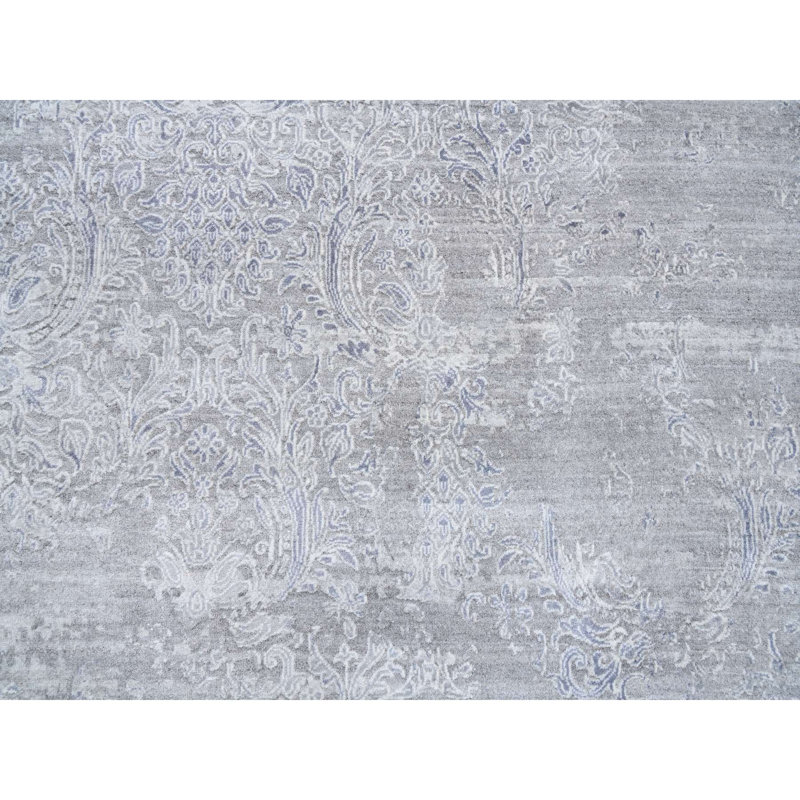 Tapis damassé noué à la main ivoire 10 pi x 13 pi 10 po ivoire en laine et en soie à base de plantes 4EA17C3493784BE88CFC4C6FEA59BD84
