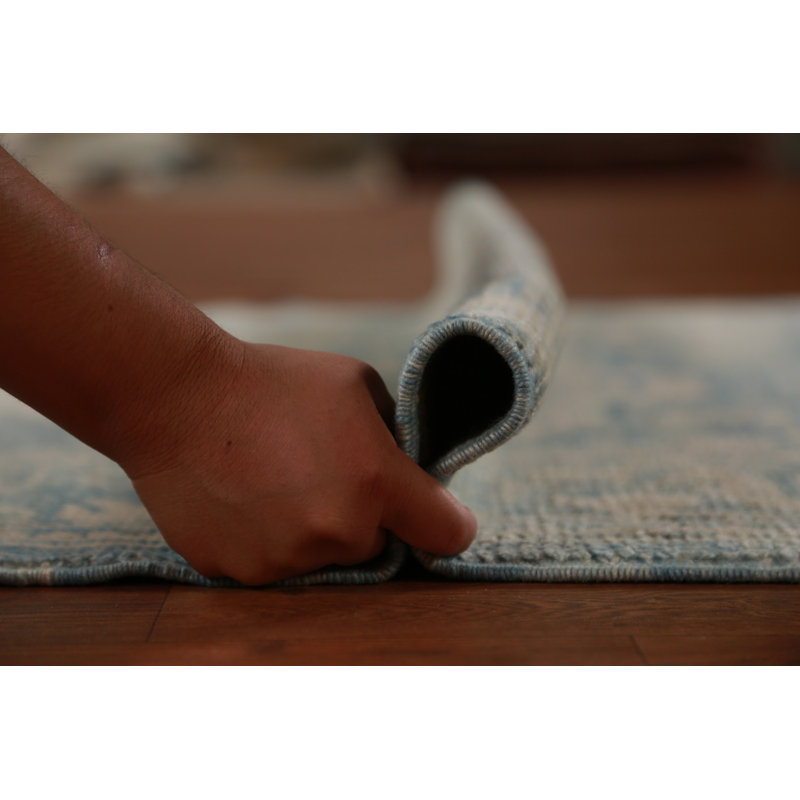 Tapis de couloir bleu Oushak