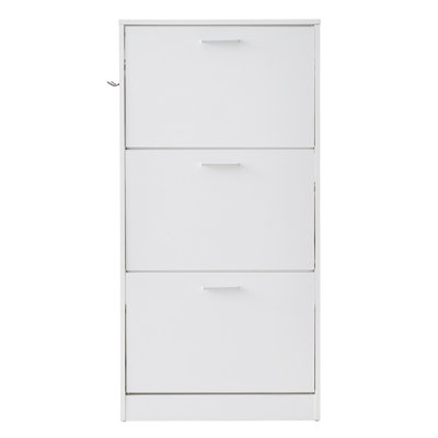 White 3-Flip Drawer Shoe Storage Cabinet for Entryway and Hallway Organization