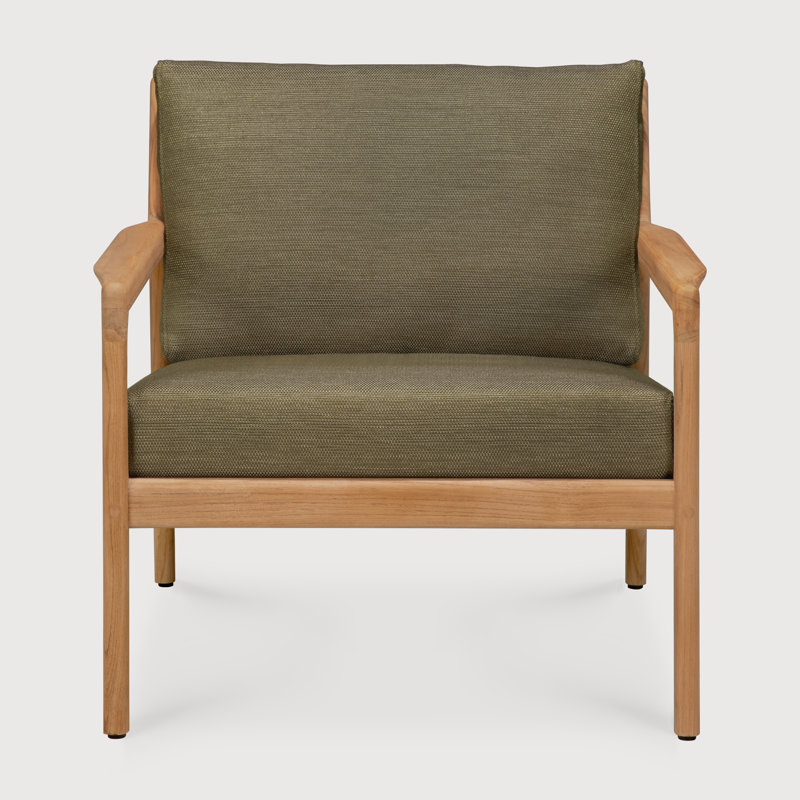 Jack outdoor lounge chair - teak - Burgundy fabric, Green, Teak
