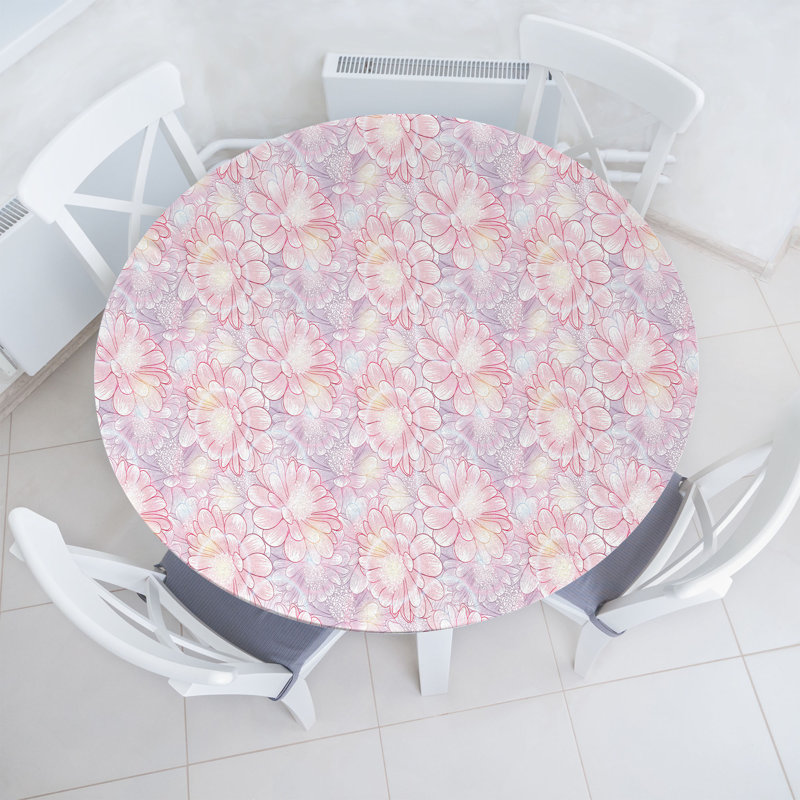 Bungalow Rose Floral Fitted Tablecloth, 64.17" Round