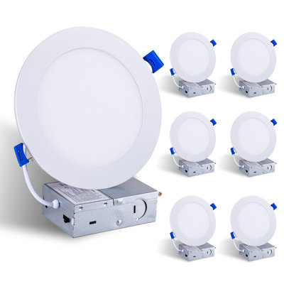 6 Inch Led Recessed Light , 5cct 2700k-5000k Dimmable 12w 1200lm Ultra-thin Canless Wafer Light With Night Light Mode