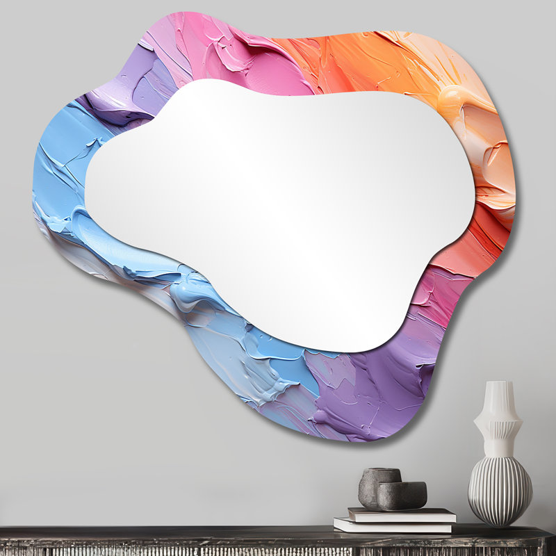 Rainbow Hue Harmony - Rainbow Traditional Wall Mirror In Asymmetrical Shapes, 25" x 28"