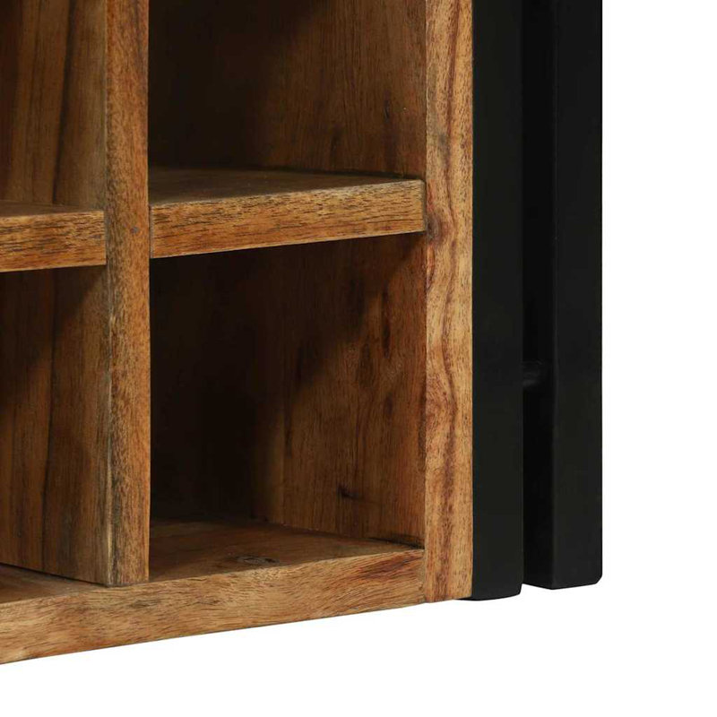 Solid Wood Open Shelving Wine Bottle Rack, Natural Oak