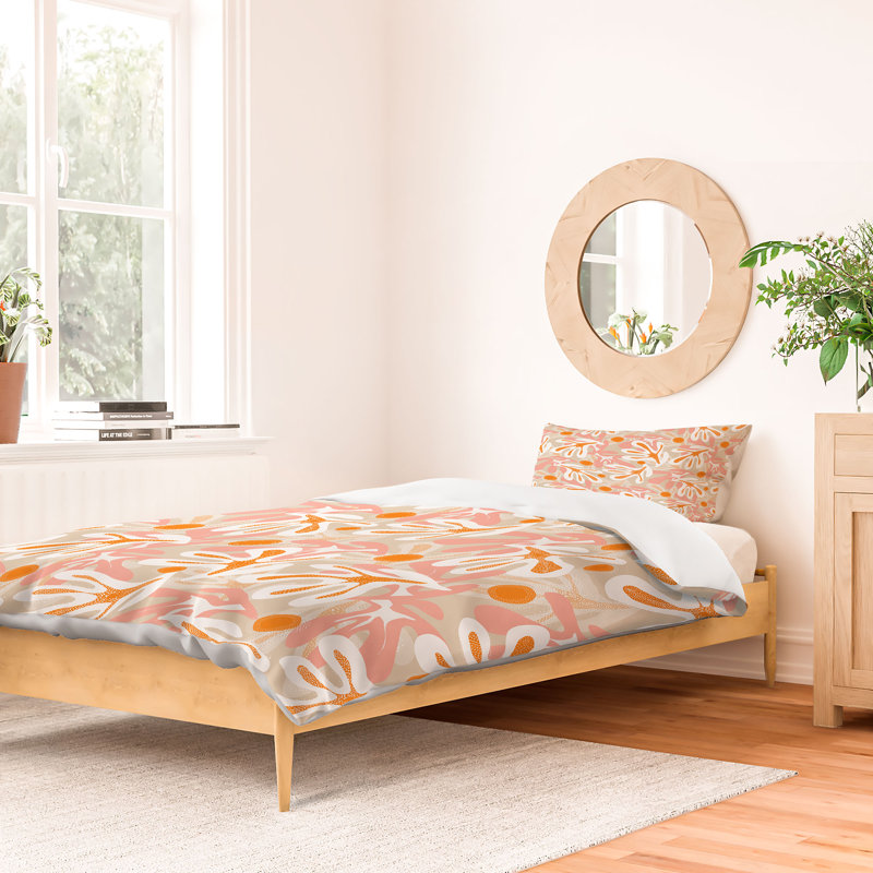 Ensemble de housse de couette en microfibre orange 3 pièces, Housse de couette grand + 2 taies d'oreiller