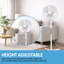 16" Pedestal Fan with Oscillation, Adjustable Height
