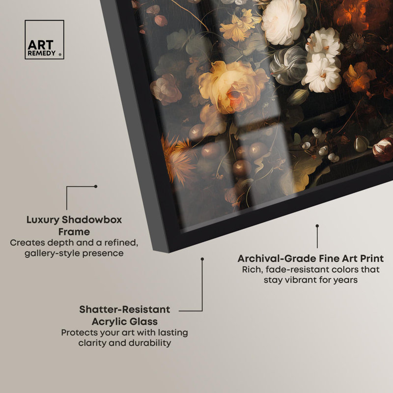 Décoration murale gothique Shadowed Petal Secrets II Shadowbox par Art Remedy, H 25 po x l 21 po, Noir