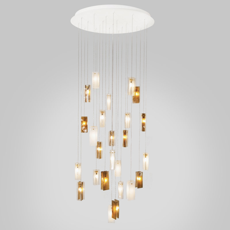 25 - Light Cluster Globe Pendant, White/Clear/Amber, 25