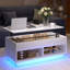 Table basse à plateau relevable Chappa avec bande lumineuse à DEL RVB, compartiment caché et tablette ouverte-1140384292