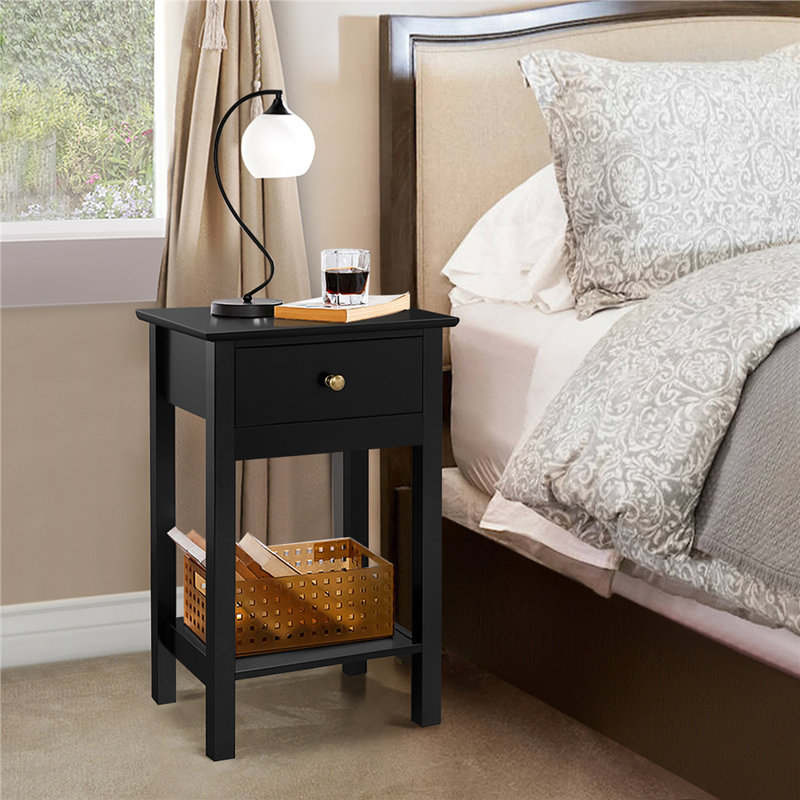 Side Table With Ample Storage Space, Black